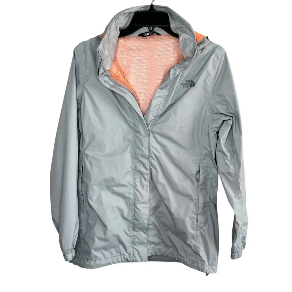 The North Face Womens Grey Hyvent Hooded Soft Shell Windbreaker Jacket M tb5m